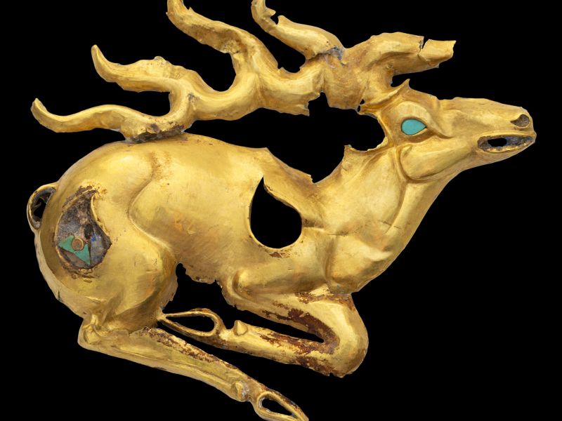 Recumbent Golden stag plaque